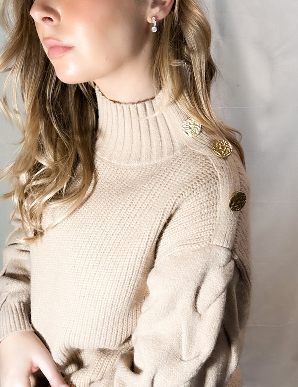 Button Knit - Coffee