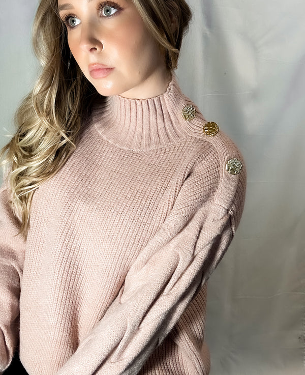Button Knit - Dusty Rose