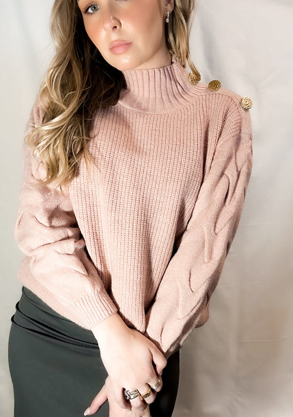 Button Knit - Dusty Rose