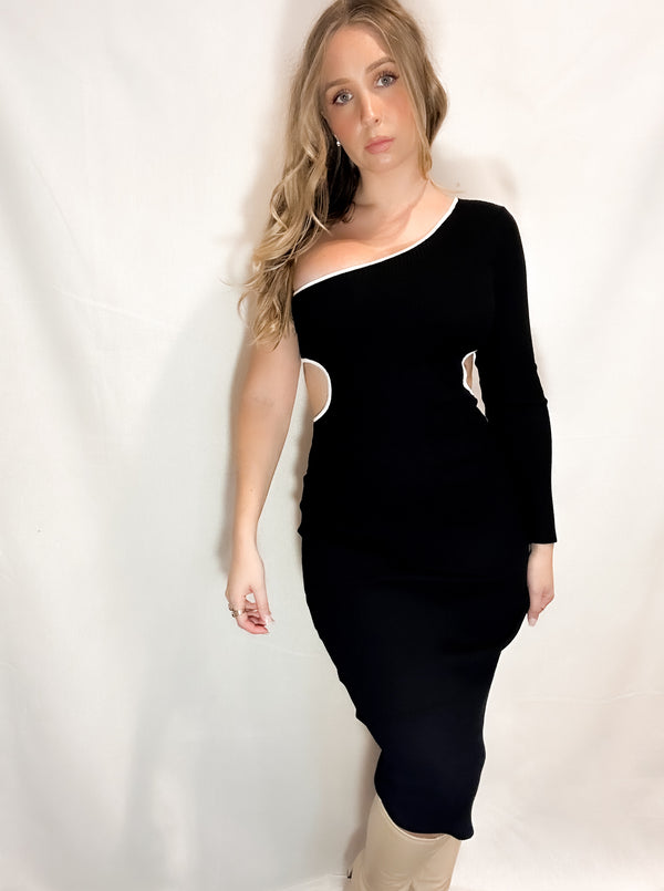 One Shoulder Dress - Black