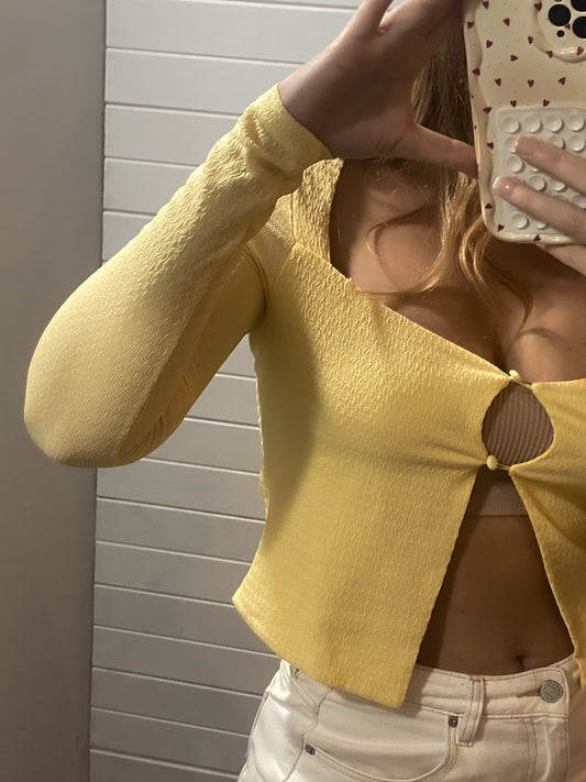 Yellow LS Button Top - $90