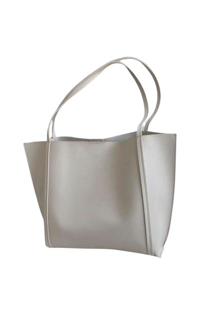 Tote Bag - Faux White Leather