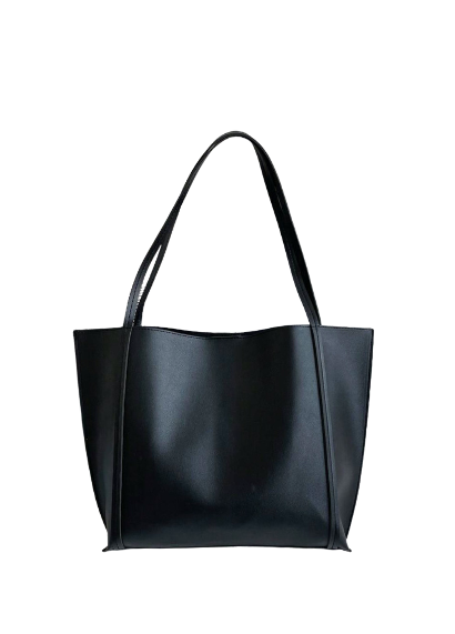 Tote Bag - Faux Black Leather