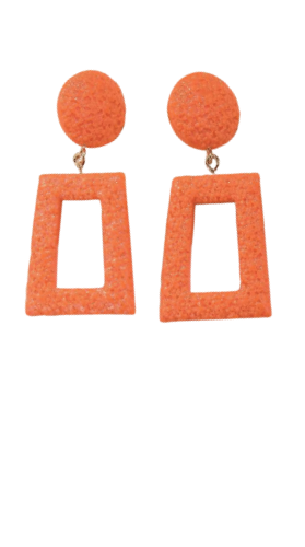 Square Drop Earrings - Orange