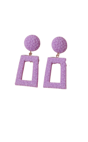 Square Drop Earrings - Lilac