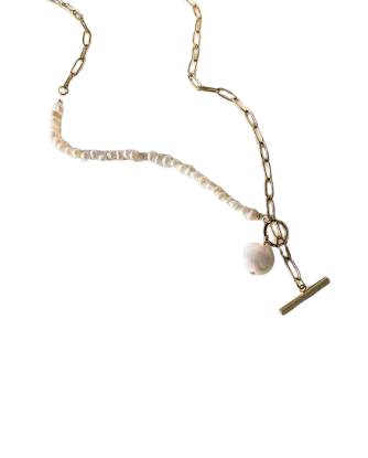 Half Half Necklace - Gold Pearl